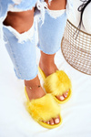 Women's Slides With Fur Yellow Fur