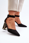 Black Suede Pumps with Block Heel Lodho