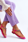 Suede Flip Flops With Stones Pink Frency