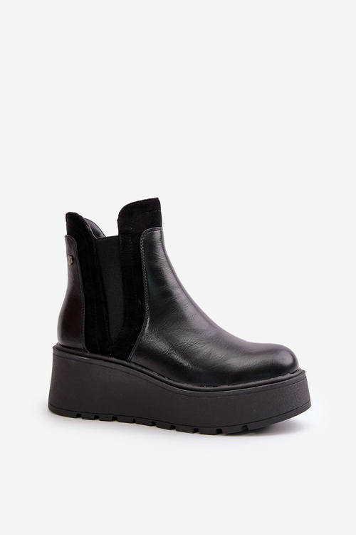 Women's Insulated Ankle Boots On Platform And Wedge Black Mivanira