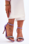 Suede High Heel Sandals With Rhinestones Violet Moments
