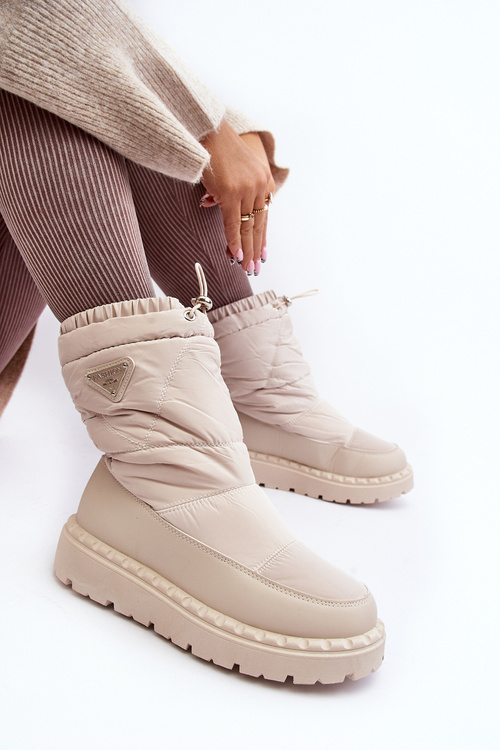 Women's snow boots with thick sole in light beige Lureta