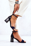 Leather Sandals On A Bar Black and Navy Lorene