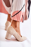 Classic Suede Pumps On A Heel Beige Lency