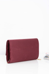 Maroon Women's Suede Clutch Bag with Gold Chain