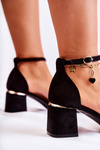 Women's Suede Sandals On A Heel Black Dancer