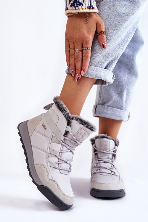 Śniegowce Damskie Ocieplane Szare Cross Jeans KK2R4015C 