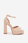 Womens Sandals On A Heel And Platform Eco Leather Beige Lomman