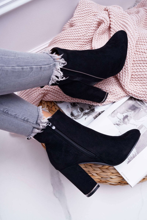 Botki Damskie Na Obcasie Czarne Domeno