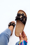 Women's Black Sandals with Decorations Bunlia