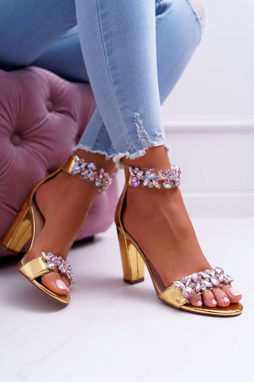 Lu Boo Gold Mirror Zircon Lambada Sandals