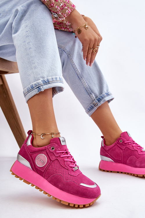 Buty Sportowe Damskie Zamsz Platforma Fuksja GOE LL2N4002