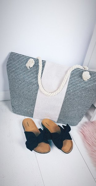 Large Beach Bag Sack with String Black