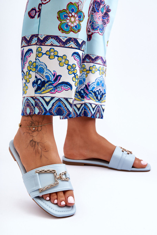 Klapki Damskie Klasyczne Ozdoba Niebieskie Impressive 1727