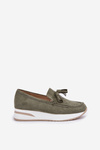 Moccasins On Delicate Wedge Eco Suede Green Challavia