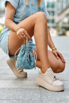 Women's Leather Platform Sneakers in Beige by Vinceza 66700