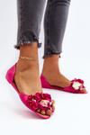 Baleriny Damskie Gumowe Kwiaty Fuksja Junikla CK298