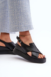 Women's Black Platform and Wedge Sandals in Eco Leather Vaiara
