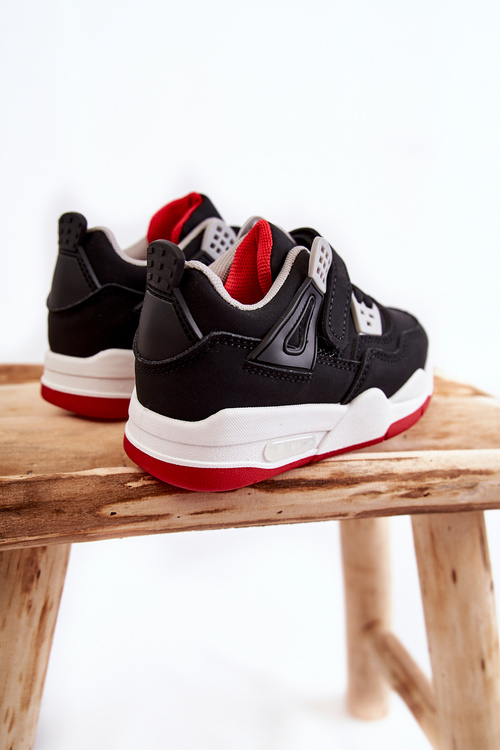 Children's Leather Sports Shoes Black and Red Marisa