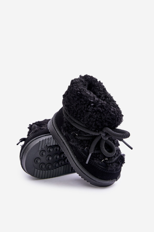 Warm Children's Lace-up Snow Boots Black Asija