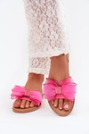 Women's Flat Sandals With Tulle Bow Fuchsia Tanira