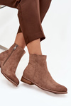 Women's Flat Heel Ankle Boots Vinceza 39961 Light Brown