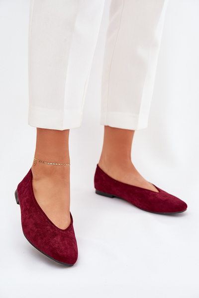 Classic Ballet Flats Made Of Eco Suede Burgundy Osallin