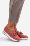 Moccasins On A Delicate Wedge Eco Suede Pink Challavia