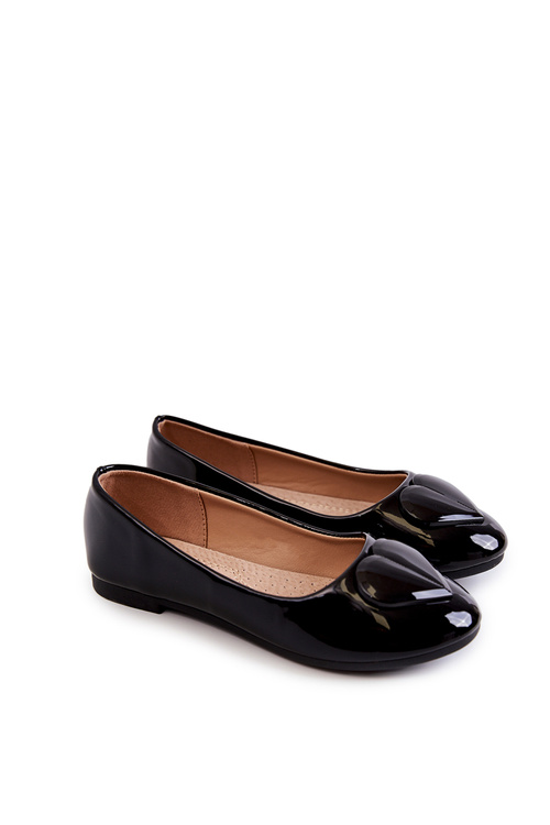 Lacquered Children's Ballerinas With Heart Black Corty