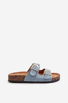 Women's Jeans Flip Flops on Cork Platform with Straps Blue Doretta