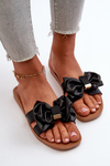 Women's Black Slides with Bow Rivarina