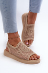Women's Flat Sandals Adorned with Black Flowers Abidina