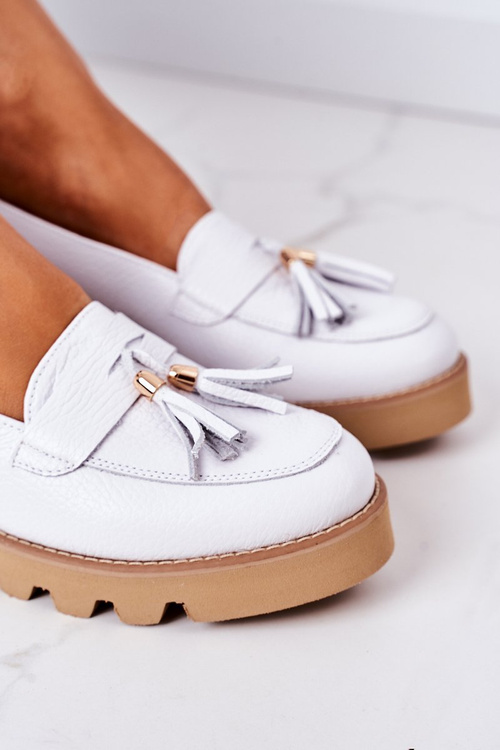 Leather Moccasins Lewski Shoes 3053 White