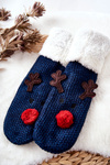 Christmas Long Socks Reindeer Navy