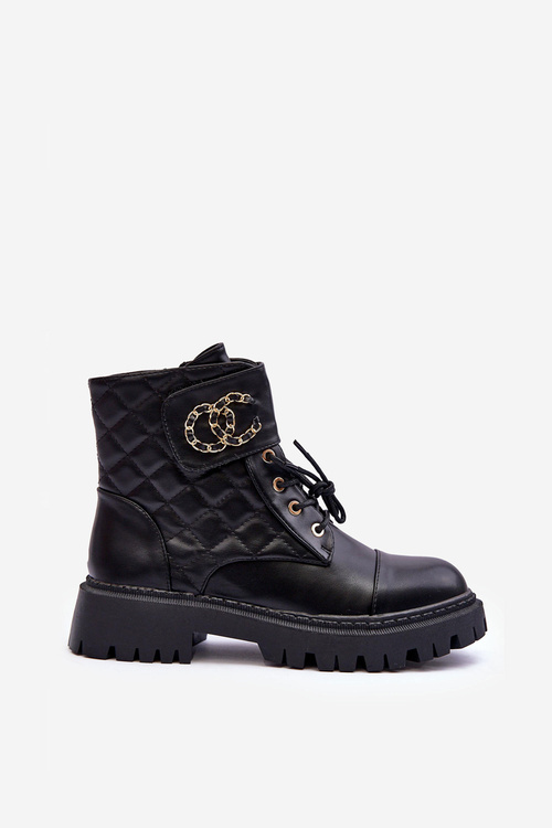 Women's Ankle Boots with Decoration Black Toye