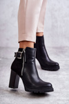 Leather Boots On High Heels With A Decorative Zipper Black Rosita