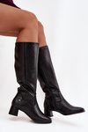 Leather lined women's boots on heel Maciejka A7165-01 Black