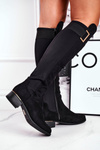 Women's Knee-Length High Boots Suede / Lycra Black Natasha