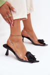 Transparent High Heel Sandals With Decorative Flower Black Risalie