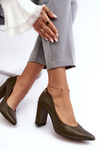 Leather Pumps On Heel Laura Messi 2624/227 Dark Green