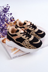 Sportowe Buty Sneakersy Dziecięce Czarno-Beżowe Kizzie