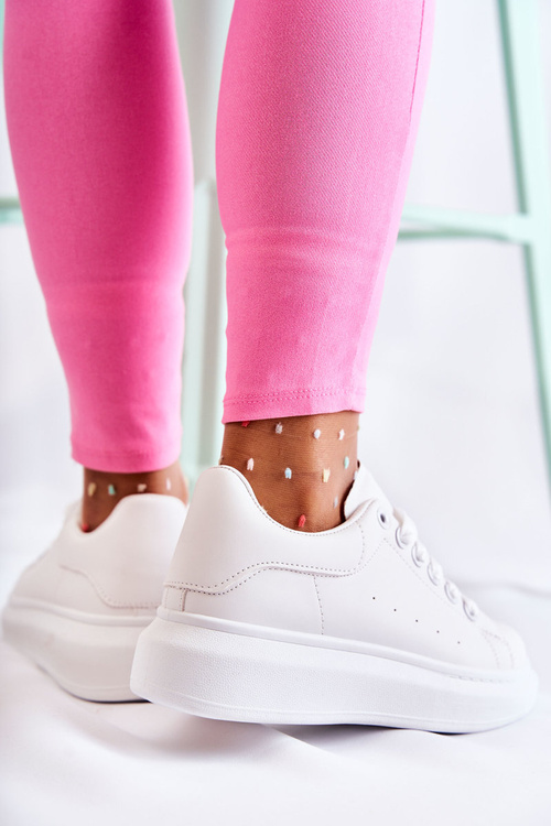 Buty Sportowe Damskie Platforma Białe Eliso