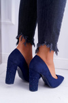 Navy Blue Suede Razor pumps