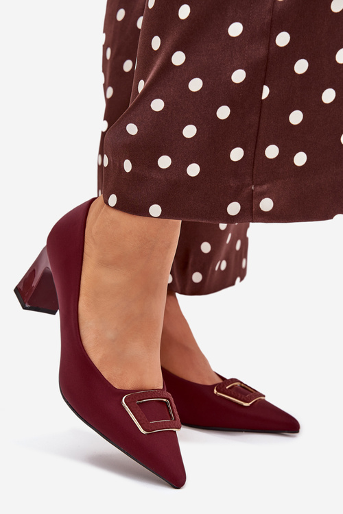Heels With Decorative Buckle Burgundy Seriva