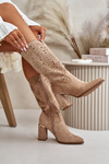 Lace-up Women's Ankle Boots with Pointed Toes in Dark Beige Faux Suede Nevithra