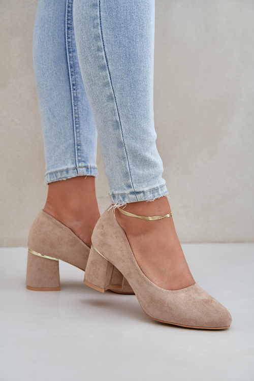 Suede Heels On A Block Dark Beige Zelfitis