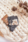 Women's Classic Cotton Socks With Teddy Bear Grey