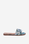 Flat Women's Slippers With Decorative Buckle Blue Clariola