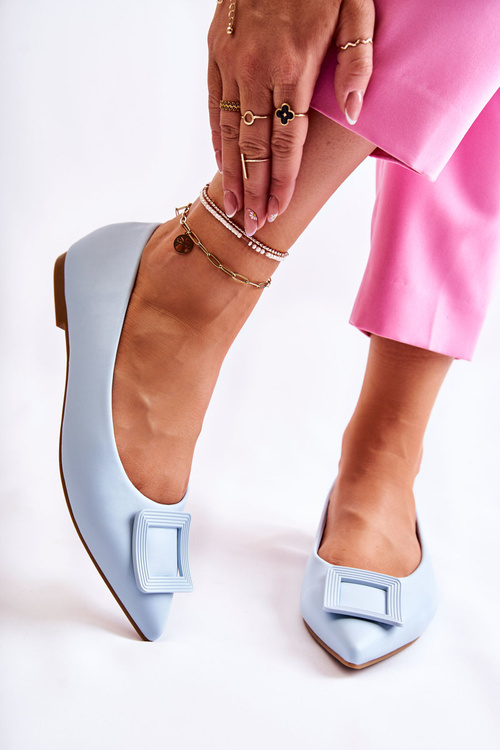 Baleriny Skóra Ozdoby Szpic Niebieskie Simone