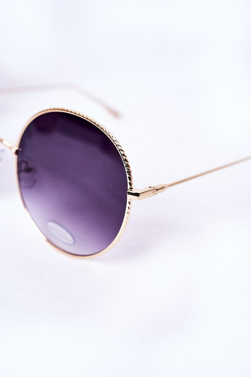 Gold Round Sunglasses With Graphite Ombre Lenses